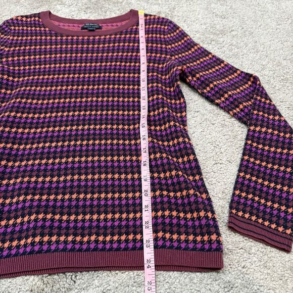 Tommy Hilfiger Purple Orange Pima Cotton Houndstooth Sweater Size S - Picture 7 of 11